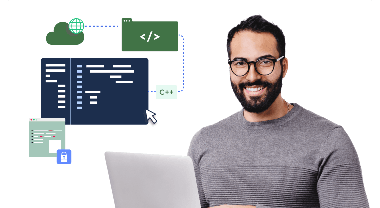 A figure evaluating his candidates skills through the TalentMesh recruitment platfom.